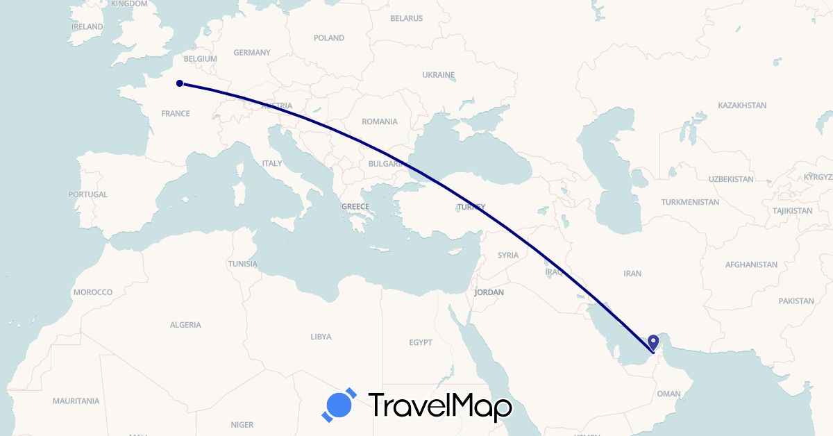 TravelMap itinerary: driving in United Arab Emirates, France (Asia, Europe)